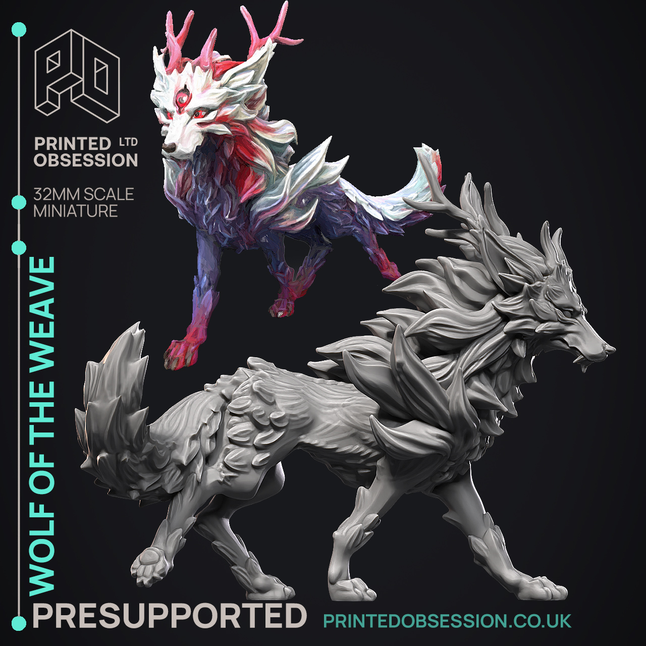 Wolf of the Weave - Elemental Creature - PRESUPPORTED - Illustrated and Stats - 32mm scale